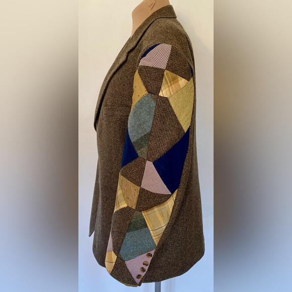 Vintage 80s Men's PATCHWORK Blazer Set *46R* Hart Schaffner Marx Wool Jacket - Picture 3 of 9